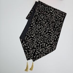 Table Runner Black & Gold Swirl Elegant Home Holiday Christmas Decor 13 x 71